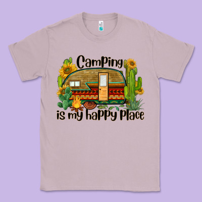 Camping Is My Happy Place Caravan Classic Tee Designed By Barkaloodesign