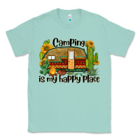 Seafoam camping is my happy place caravan Classic Tee - BarkalooDesign