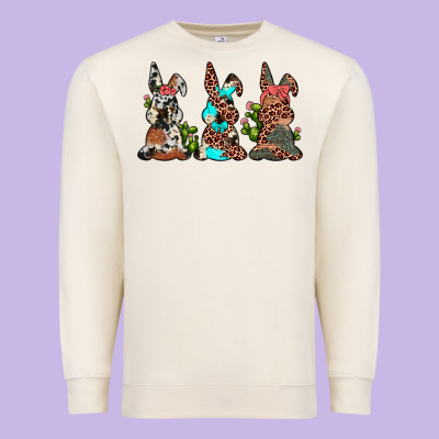 Leopard Cowhide Turquoise Cactus Bunny's Premium Sweatshirt Designed By Jahusdesignshop