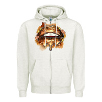 Oatmeal Heather melanin lips Zipper Hoodie - Zillion Design Studio