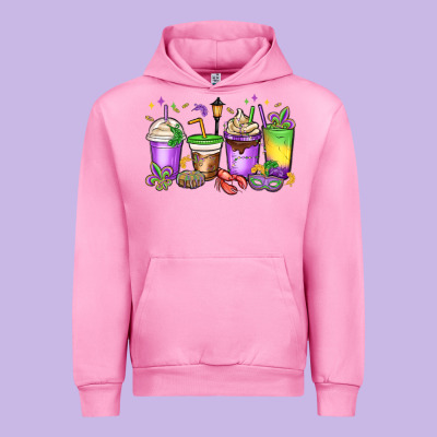 Mardi Gras Coffee Cups Urban Hoodie Designed By Maliassmallbusiness