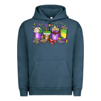 Pigment Midnight Navy mardi gras coffee cups Urban Hoodie - MaliasSmallBusiness