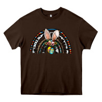 Chocolate Brown easter rainbow Heavy Core Tee - CowhideDigitalArt