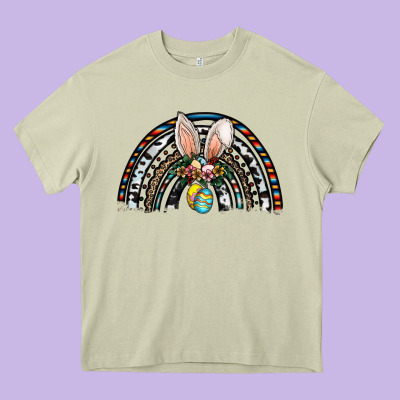 Easter Rainbow Heavy Core Tee Designed By Cowhidedigitalart