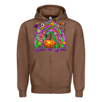 Chestnut Trick or Treat Halloween Rainbow Zipper Hoodie - texasbilliewilder