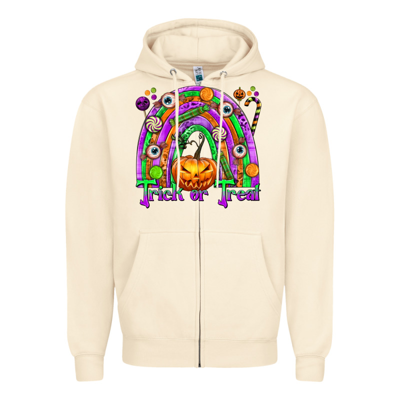 Trick Or Treat Halloween Rainbow Zipper Hoodie by texasbilliewilder | Teevron