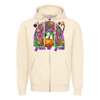 Sandshell Trick or Treat Halloween Rainbow Zipper Hoodie - texasbilliewilder