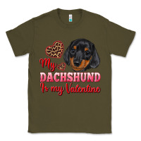 Army Green my dachshund is my valentine Classic Tee - RanaPortraitStore