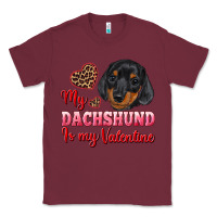 Burgundy my dachshund is my valentine Classic Tee - RanaPortraitStore