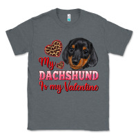 Charcoal Heather my dachshund is my valentine Classic Tee - RanaPortraitStore