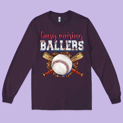 Long Sleeve Tee busy raising ballers baseball