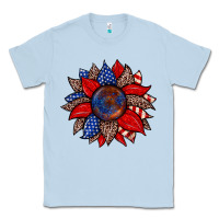 Dusty Blue American flag leopard sunflower Classic Tee - Zillion Design Studio