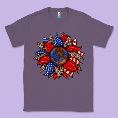 American Flag Leopard Sunflower Classic Tee Designed By Zillion Design Studio