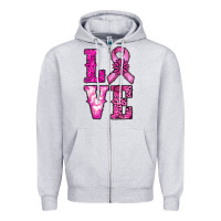 Heather Grey cancer love Zipper Hoodie - RanaPortraitStore