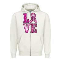 Oatmeal Heather cancer love Zipper Hoodie - RanaPortraitStore