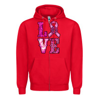 Red cancer love Zipper Hoodie - RanaPortraitStore