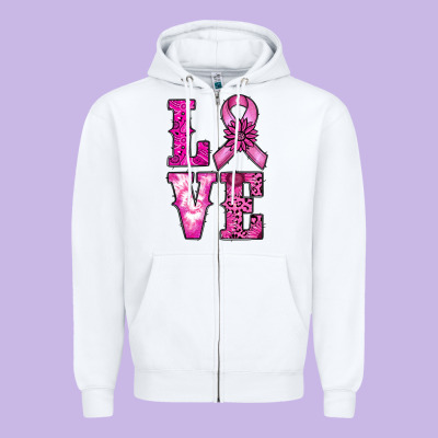 Cancer Love Zipper Hoodie Designed By Ranaportraitstore