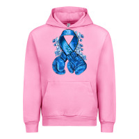 Fuchsia Pink Blue ribbon with boxing gloves Urban Hoodie - NancyCooperArtShop