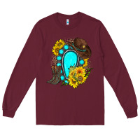 Burgundy western turquoise gemstone Long Sleeve Tee - Zillion Design Studio