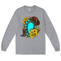 Heather Grey western turquoise gemstone Long Sleeve Tee - Zillion Design Studio