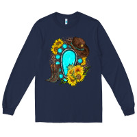 Navy western turquoise gemstone Long Sleeve Tee - Zillion Design Studio