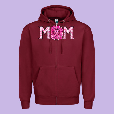 Breast Cancer Mom Zipper Hoodie Designed By Ranaportraitstore