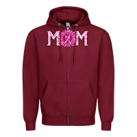 Burgundy breast cancer mom Zipper Hoodie - RanaPortraitStore
