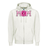 Oatmeal Heather breast cancer mom Zipper Hoodie - RanaPortraitStore