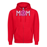 Red breast cancer mom Zipper Hoodie - RanaPortraitStore