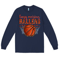 Navy busy raising ballers basketball Long Sleeve Tee - texasbilliewilder
