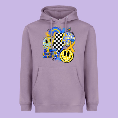 Retro Down Syndrome Awareness Heavyweight Hoodie Designed By Jahusdesignshop