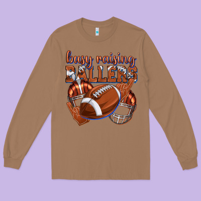 Long Sleeve Tee busy raising ballers football