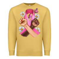 Antique Gold Breast Cancer Fist Daisy Butterfly Premium Sweatshirt - Artiststas