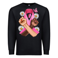 Black Breast Cancer Fist Daisy Butterfly Premium Sweatshirt - Artiststas