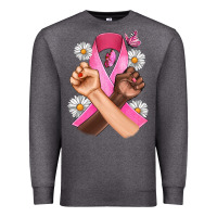 Charcoal Heather Breast Cancer Fist Daisy Butterfly Premium Sweatshirt - Artiststas