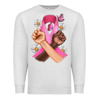 Oatmeal Heather Breast Cancer Fist Daisy Butterfly Premium Sweatshirt - Artiststas