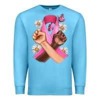 Ocean Blue Breast Cancer Fist Daisy Butterfly Premium Sweatshirt - Artiststas