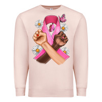 Pale Pink Breast Cancer Fist Daisy Butterfly Premium Sweatshirt - Artiststas
