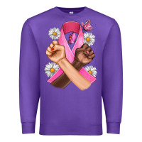Purple Breast Cancer Fist Daisy Butterfly Premium Sweatshirt - Artiststas