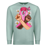 Seafoam Breast Cancer Fist Daisy Butterfly Premium Sweatshirt - Artiststas