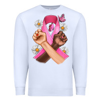 Breast Cancer Fist Daisy Butterfly Premium Sweatshirt | Teevron