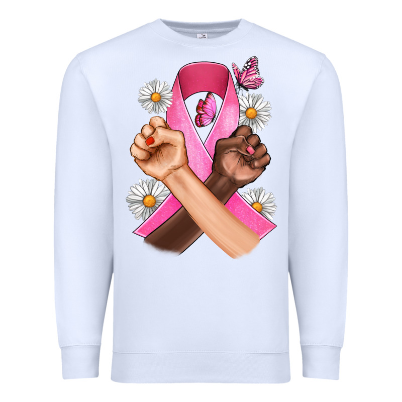 Breast Cancer Fist Daisy Butterfly Premium Sweatshirt by Artiststas | Teevron