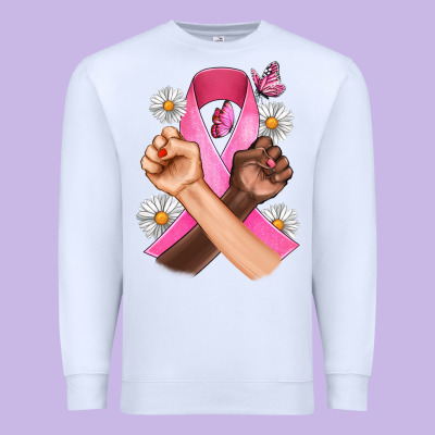 Breast Cancer Fist Daisy Butterfly Premium Sweatshirt Designed By Artiststas