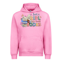 Fuchsia Pink just a girl who loves books Urban Hoodie - MaliasSmallBusiness