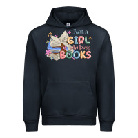 Navy just a girl who loves books Urban Hoodie - MaliasSmallBusiness