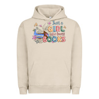 Pigment French Oak just a girl who loves books Urban Hoodie - MaliasSmallBusiness