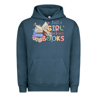 Pigment Midnight Navy just a girl who loves books Urban Hoodie - MaliasSmallBusiness