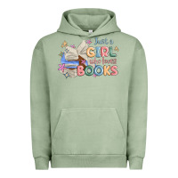 Pigment Oil Green just a girl who loves books Urban Hoodie - MaliasSmallBusiness
