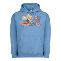 Pigment Pebble Blue just a girl who loves books Urban Hoodie - MaliasSmallBusiness