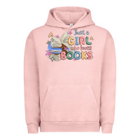 Pigment Salmon just a girl who loves books Urban Hoodie - MaliasSmallBusiness